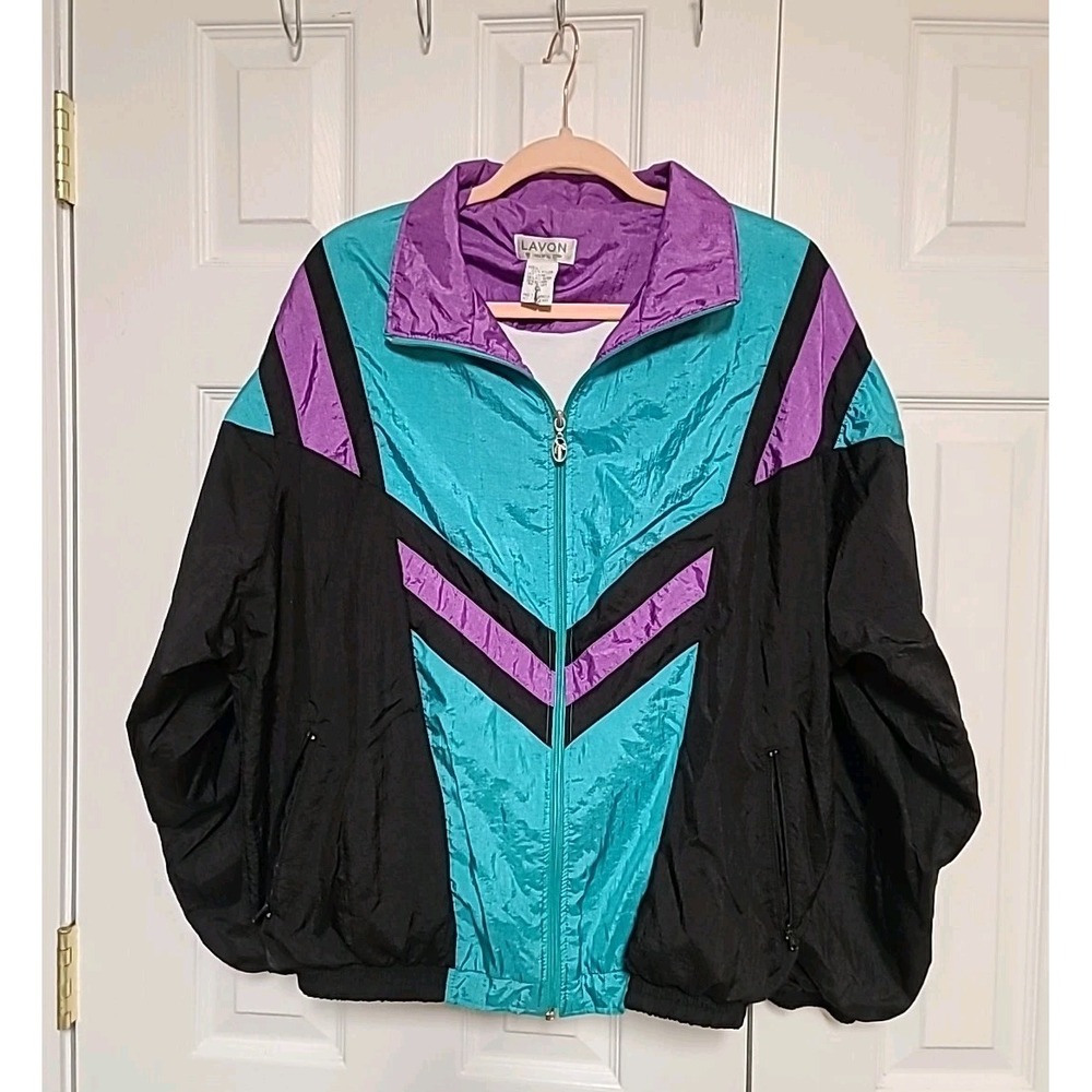 Lavon By Cheerful Corp Vintage Nylon Shell Windbreaker Jacket XL Knit Lining
